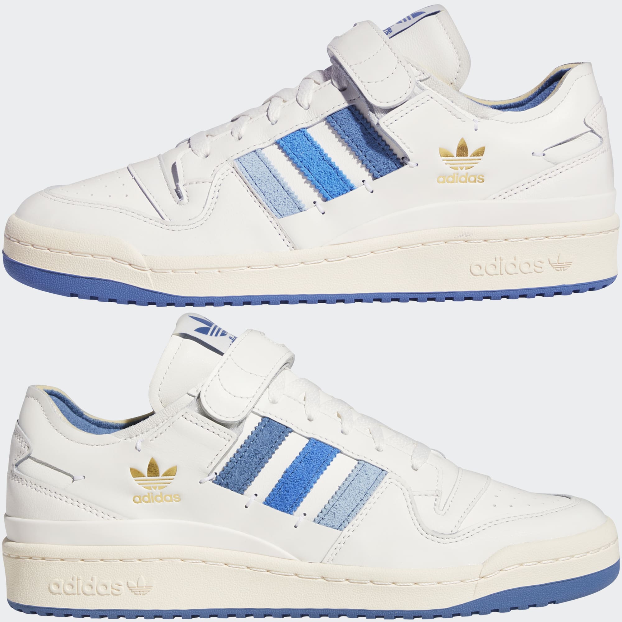 Adidas originals forum 84 low trainers in white and blue Clearance