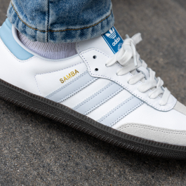 人気 ★ADIDAS★ SAMBA OG CORE WHITE HALO BLUE Adidas Samba OG Core White Halo Blue Gum ID2055 Men Casual