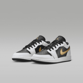 Air Jordan 1 Low GS White Black Metallic Gold 553560-172 | More