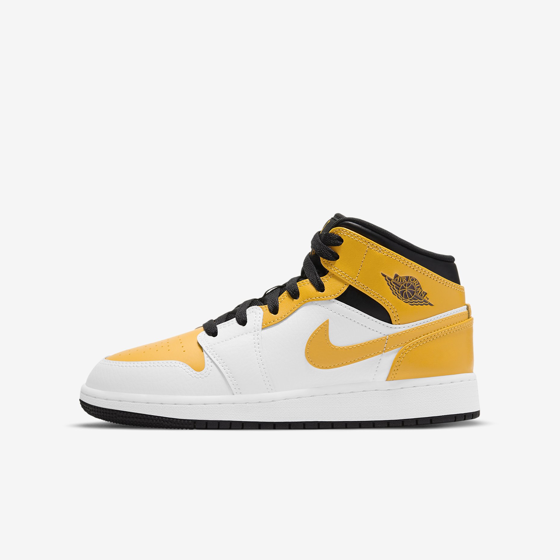 nike air jordan 1 mid white black university gold