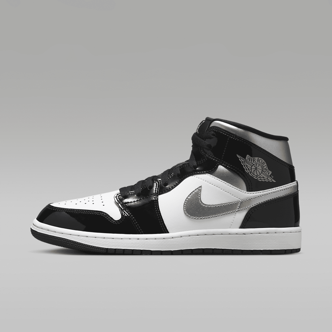 Air Jordan 1 Mid SE Black Patent Metallic Silver HV0789-010 | More