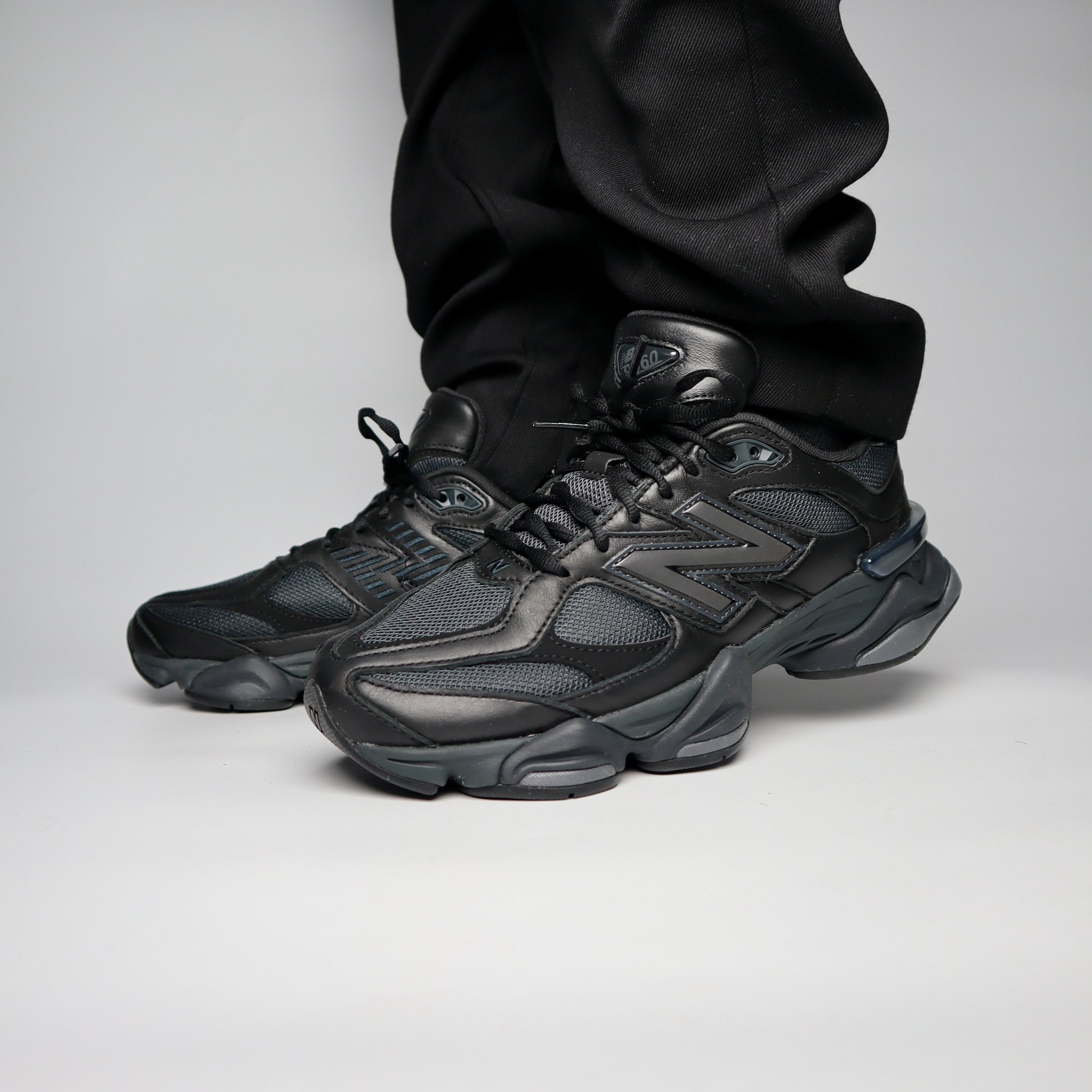 New Balance 9060 Triple Black Leather U9060NRI | More Sneakers