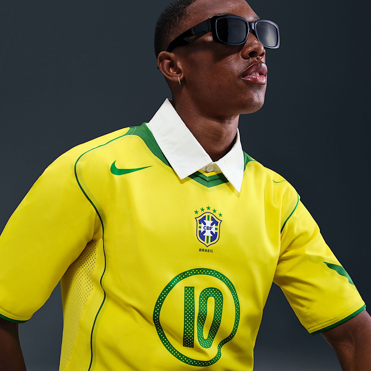04's NIKE × CBF RONALDINHO Game Shirts Nike Football Ronaldinho Brazil 2004 Total 90 Reissue Replica
