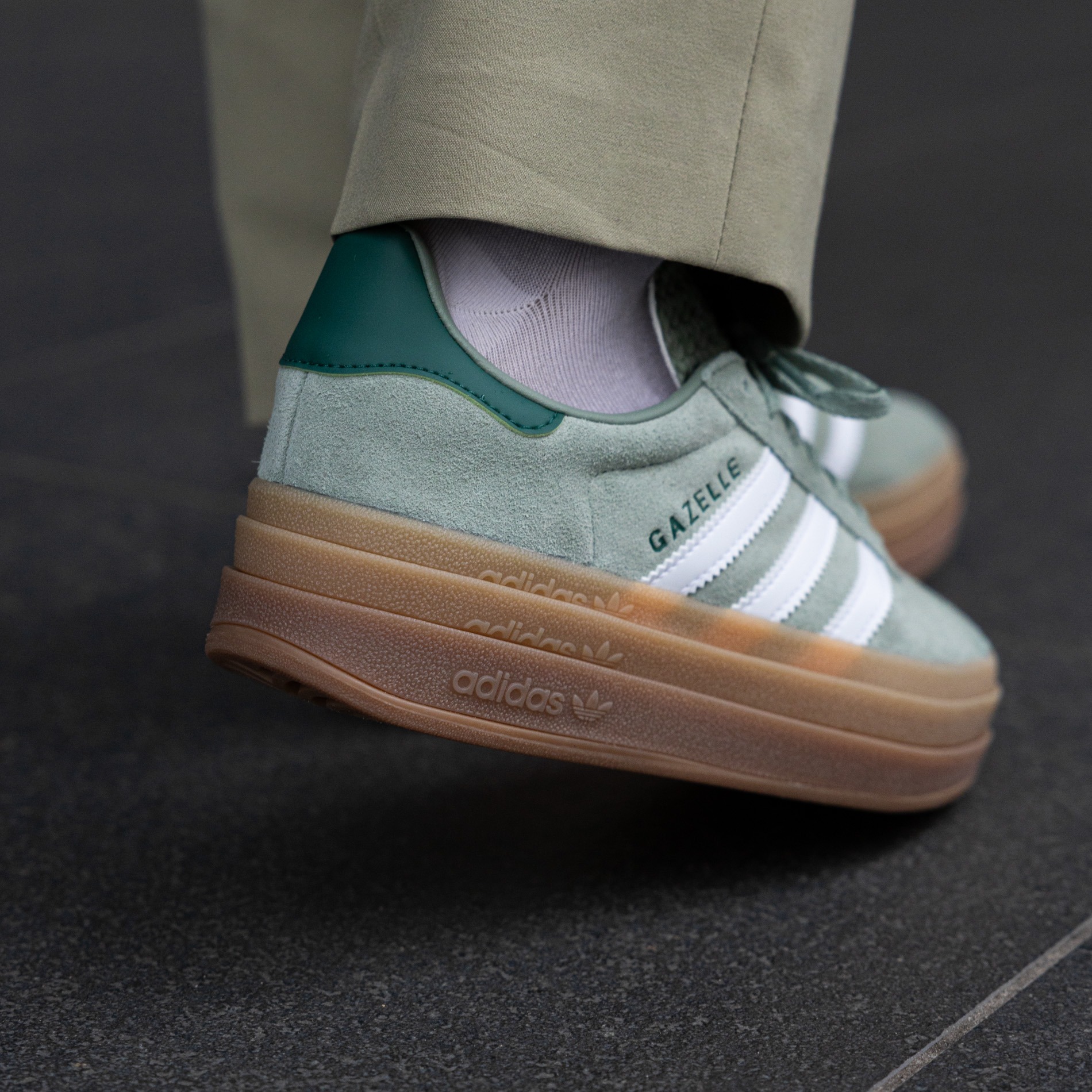 Womens adidas Originals Gazelle Bold Silver Green ID6998