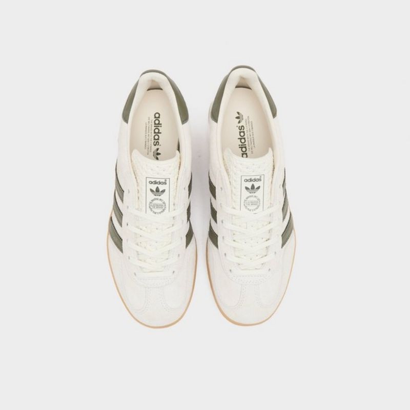 adidas gazelle silver green womens adidas Women's Originals Gazelle Indoor Casual Shoes in White/Olive/Gum main image 0
