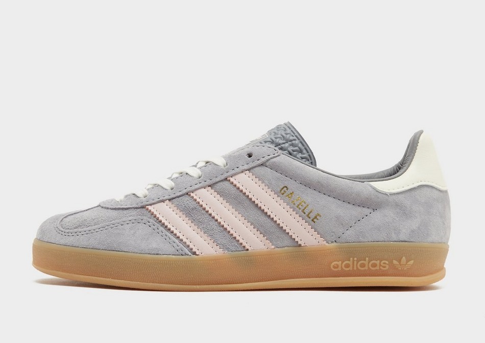 adidas gazelle silver green womens Adidas Gazelle Indoor Shoes in Grey Two / Cloud White / Gold Metallic main image 1