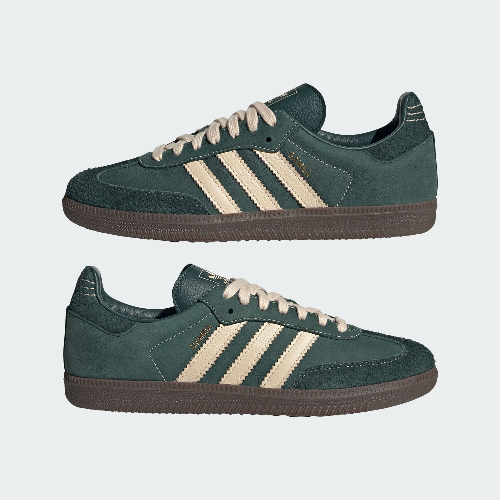 靴 adidas Samba MINERAL GREEN/CRYSTAL SAND Adidas Samba OG in Crystal Sand/Mineral Green/Crystal Sand