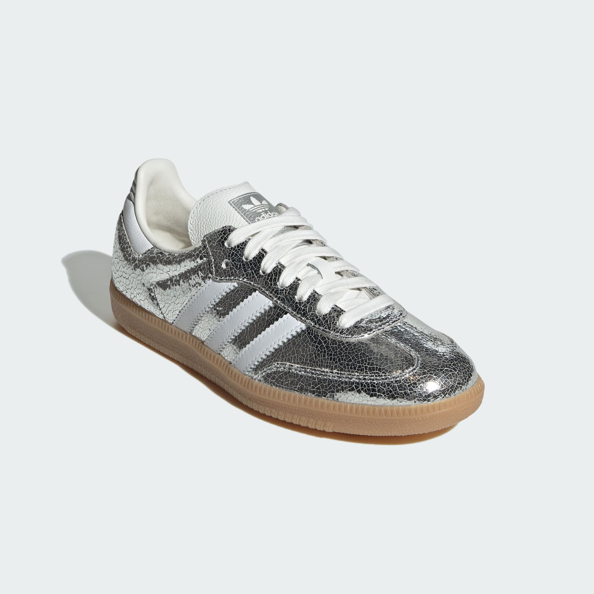 Womens adidas Originals Samba OG Silver Metallic Crackled Leather