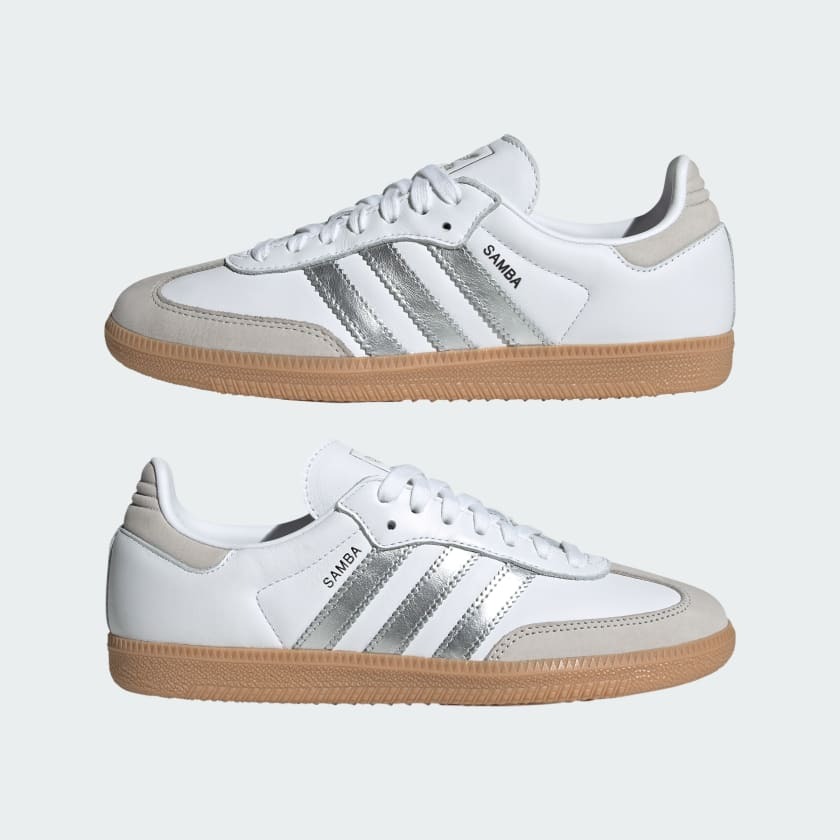 Womens adidas Samba OG White Silver Metallic Grey JI2725