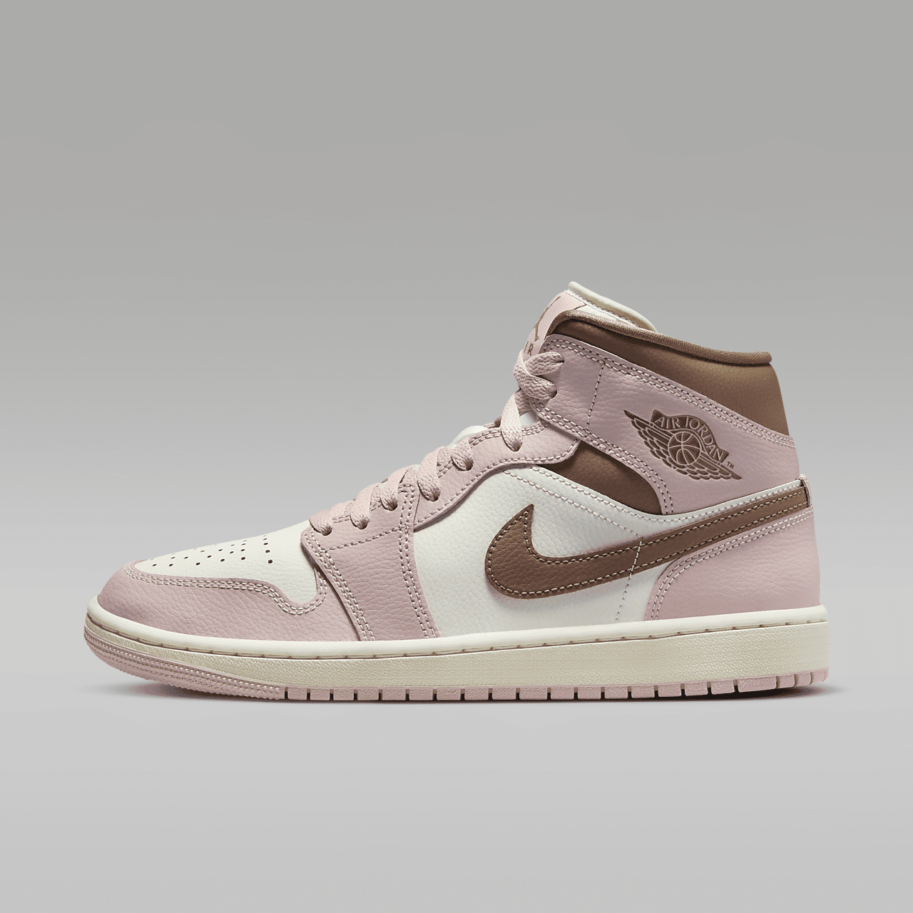Womens Air Jordan 1 Mid Pink Oxford Archaeo Brown BQ6472-620