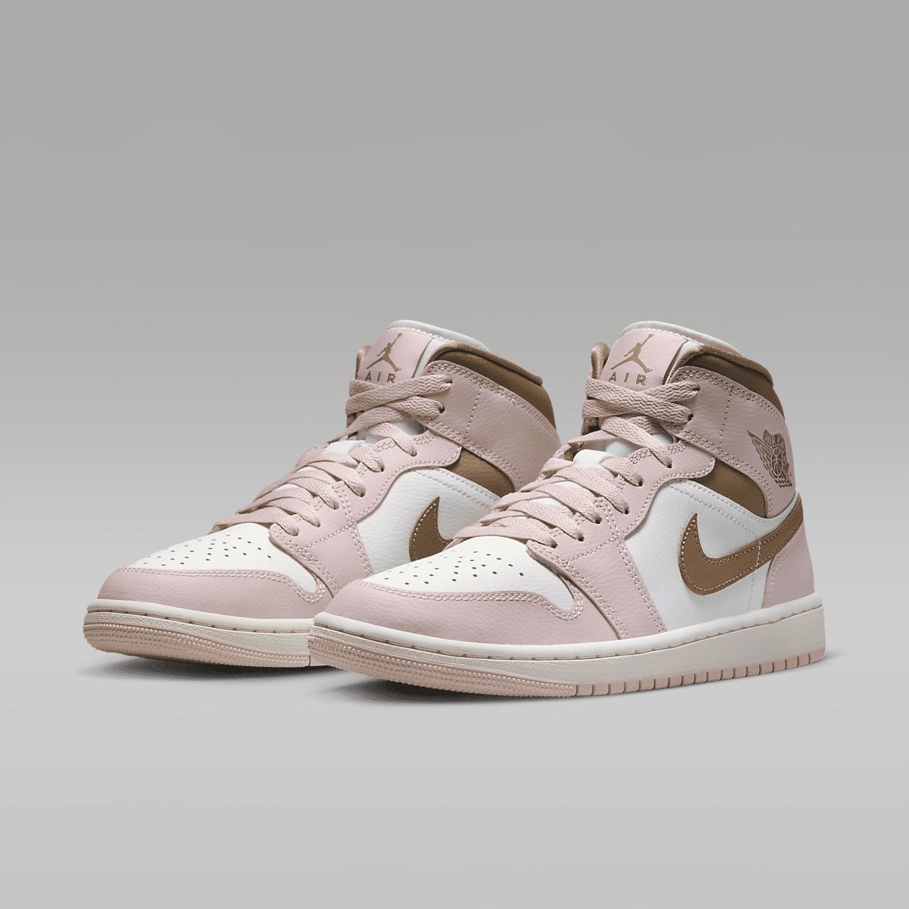 Womens Air Jordan 1 Mid Pink Oxford Archaeo Brown BQ6472-620 