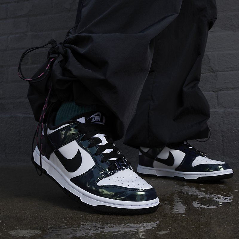 Womens Nike Dunk Low SE Just Do It Iridescent FQ8143-001 Womens Nike Dunk Low SE Just Do It Iridescent FQ8143-001