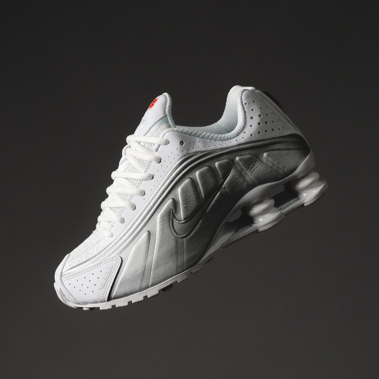 Womens Nike Shox R4 White Metallic Silver AR3565-101 | More Sneakers