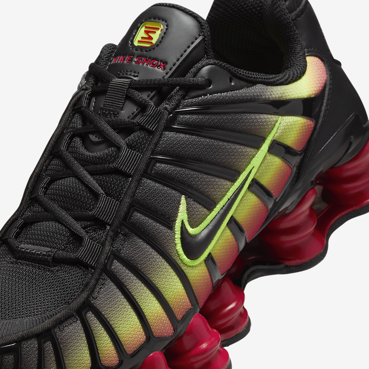 Womens Nike Shox TL Black Volt Fire Red HJ9609-001 | More Sneakers